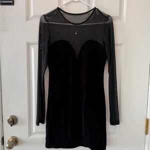 Forever 21 Black Mesh Long Sleeve Dress